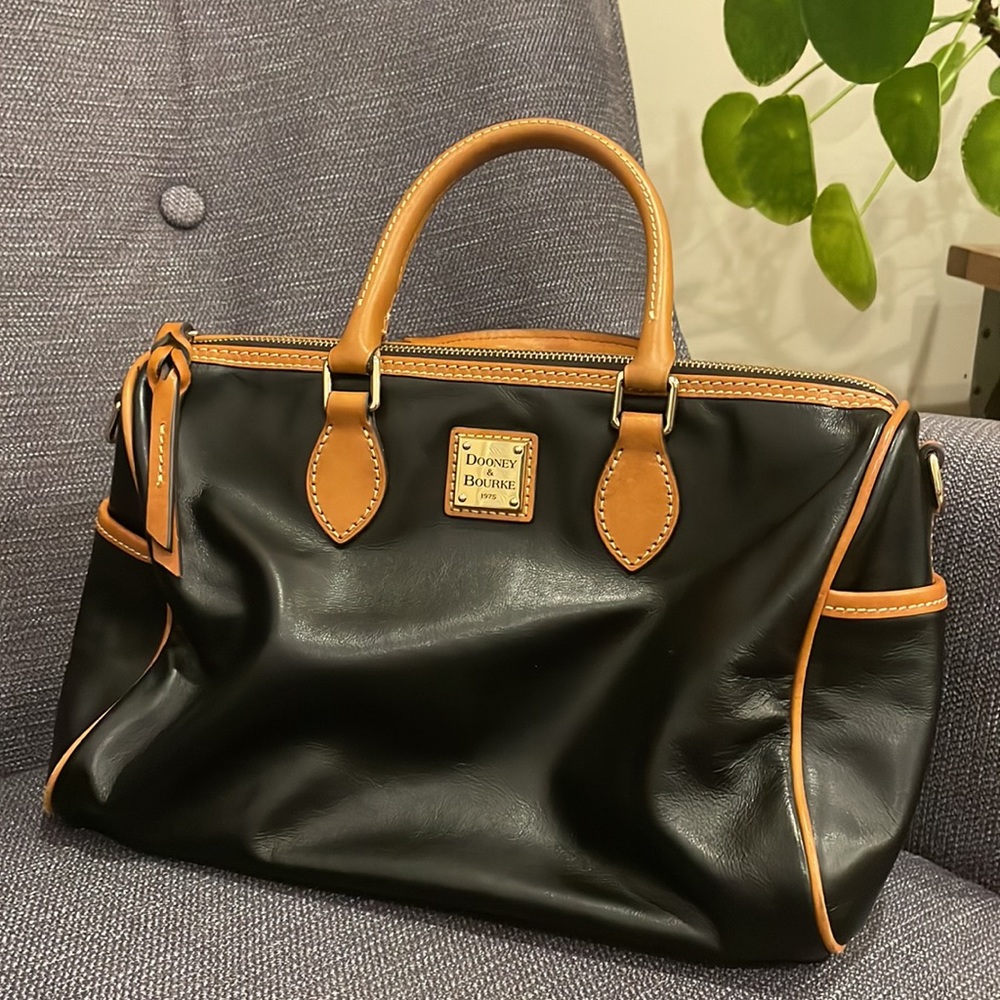Dooney & Bourke Black Leather Barrel Bag
